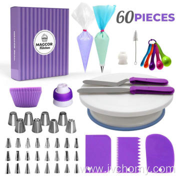 Cake Decor Decorating Supplies Tool Kit with Turntable